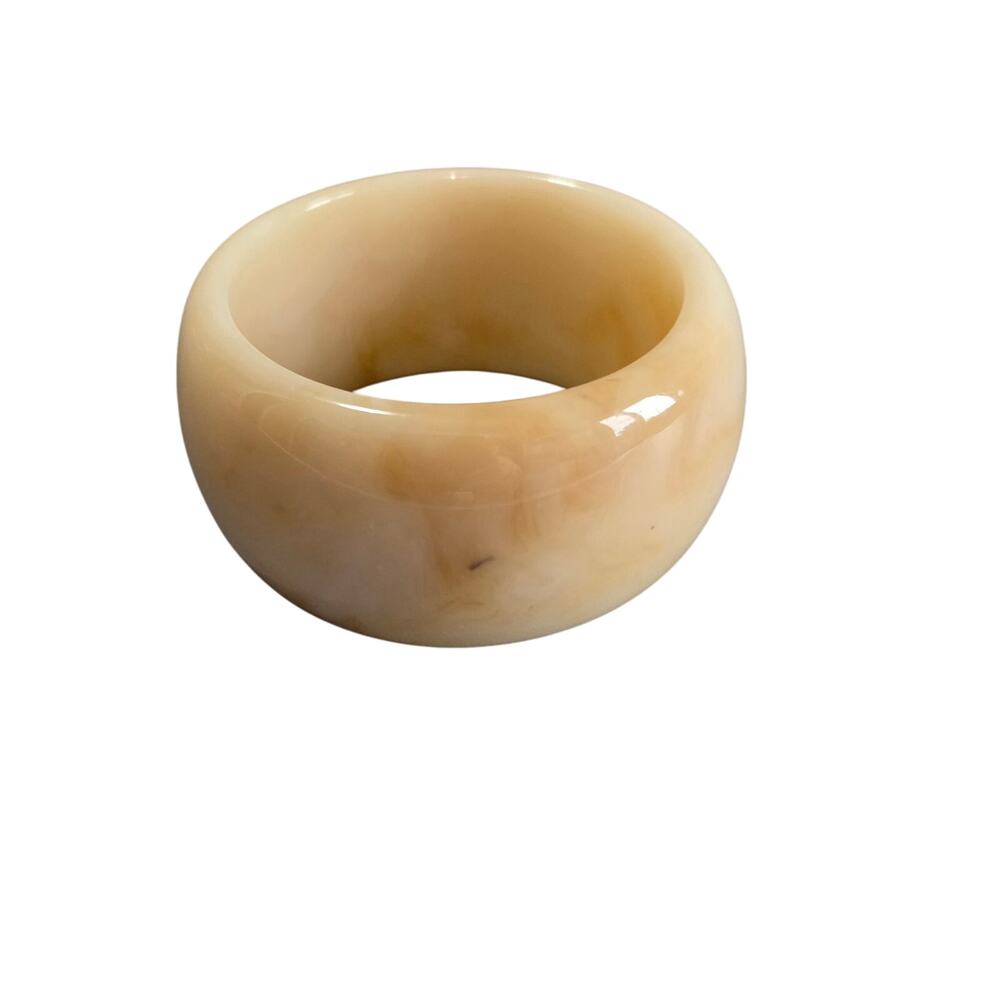New Frasier Sterling Flat White Bangle Chunky Bracelet For Stacking Ivory